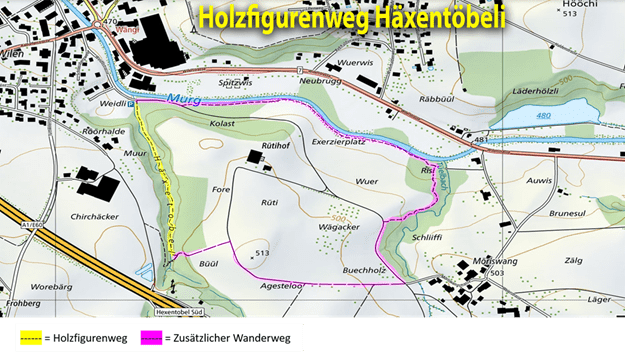 Karte Holzfigurenweg Hexentöbeli